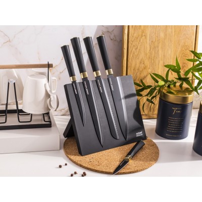 Altom Design set noževa na stalku, crno - zlatni - 0204013354