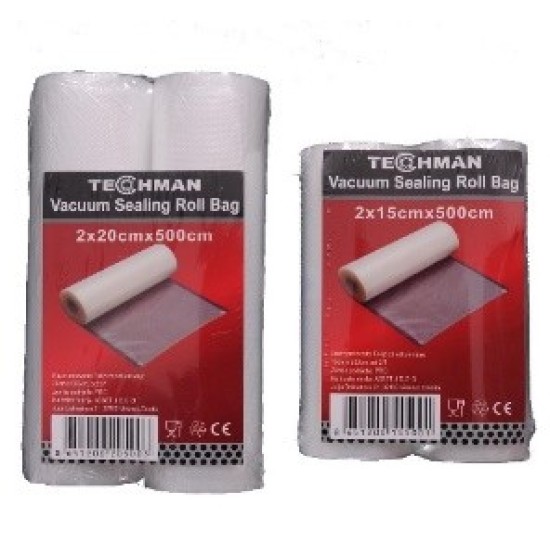 Techman vrećice za vakumiranje 12 cm x 5 metara, pakiranje dvije role Techman vrećice za vakumiranje 12 cm x 5 metara, pakiranje dvije role
