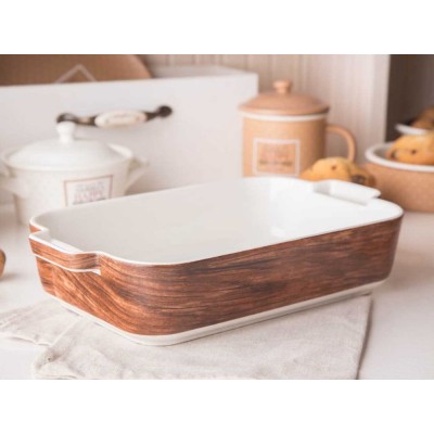 Altom Design porculanska posuda za pečenje 30 cm Happy home drvo dekor