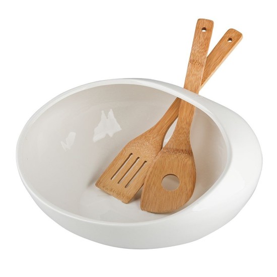 Altom Design porculanska posuda za salatu s bambusovim žlicama Altom Design porculanska posuda za salatu s bambusovim žlicama