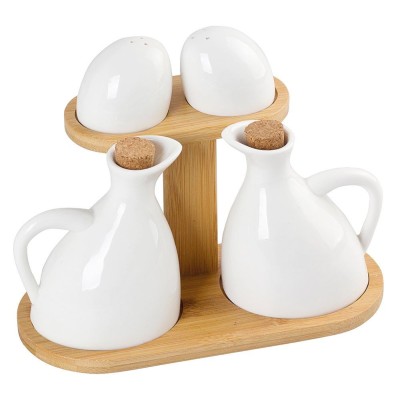 Altom Design set za sol, papar, ocat i ulje na podlozi od bambusa -01010156