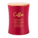 Altom Design stožasta posuda za kavu s bambusovim poklopcem crvena, dekor COFFEE - 0204018415