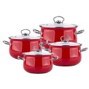 Silesia set lonaca Kate sa staklenim poklopcima, crvena boja - 02050021164 Silesia set lonaca Kate sa staklenim poklopcima, crvena boja - 02050021164