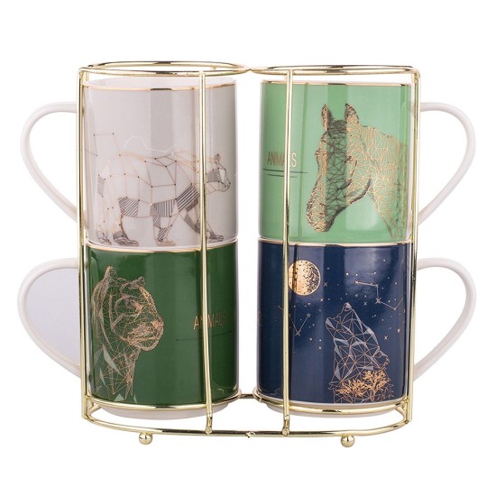 Altom Design set od 4 porculanske šalice na zlatnom postolju, 300 ml, WILD NATURE, (poklon pakiranje) - 01010031794 Altom Design set od 4 porculanske šalice na zlatnom postolju, 300 ml, WILD NATURE, (poklon pakiranje) - 01010031794