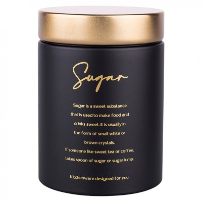 Altom Design posuda za šećer crna sa zlatnim poklopcem Sugar 11x11x15 cm - 0204018429