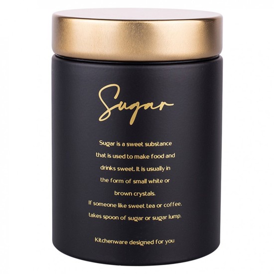 Altom Design posuda za šećer crna sa zlatnim poklopcem Sugar 11x11x15 cm - 0204018429