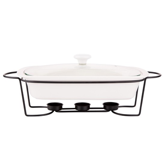 Altom Design pravokutna posuda za pečenje sa grijačem Mesa 1,7 L, crno postolje - 020101225 Altom Design pravokutna posuda za pečenje sa grijačem Mesa 1,7 L, crno postolje - 020101225