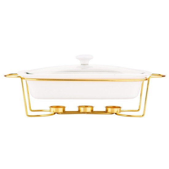 Altom Design pravokutna posuda za pečenje sa grijačem Mesa 1,7L, zlatno postolje - 020101226 Altom Design pravokutna posuda za pečenje sa grijačem Mesa 1,7L, zlatno postolje - 020101226